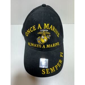 Once A Marine Always A Marine Semper Fi Black Cap Hat Officially Licensed
